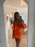 Sexy Orange Short Homecoming Dresses Bodycon Dress Y1341 by simplepromdress