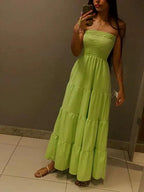 Bohemian Green Strapless Long Evening Dress,Beach Dress Y1334 by simplepromdress