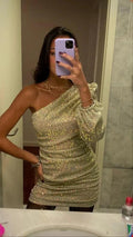 Sparkly One Shoulder Homecoming Dress Cute Party Dress Y1318 by simplepromdress