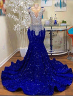 Royal blue prom dresses, crystal prom dresses, beaded prom dresses, mermaid evening dresses, sequins party dresses, mermaid evening gowns Y1595 by simplepromdress