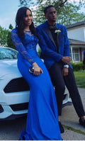 Long Sleeve Royal Blue Prom Dress,Elegant Royal Blue Evening Dress Y1589 by simplepromdress