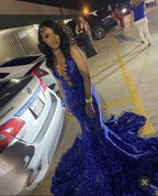 Royal Blue Mermaid Long Prom Dress With Train Sexy Evening Dresses Y1628 by simplepromdress