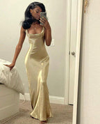 Gold Mermaid Sexy Prom Dress Long Evening Dresses Formal Gown Custom Y1598 by simplepromdress