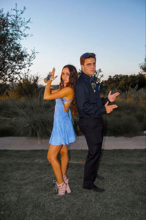Cute A-line Blue Short Homecoming Dress Party Dress Y1600 by simplepromdress