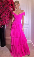 Hot Pink Off The Shoulder Prom Dresses Long Evening Gowns Y1617 by simplepromdress
