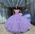 Purple Quinceañera Flower Ruffles Sweetheart Princess Ball Gown Y1610 by simplepromdress