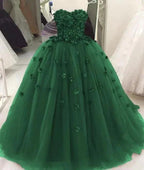 sweetheart green ball gown quinceanera dresses with flowers Y1622 by simplepromdress
