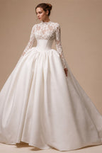 Mocaca Customized Elegant Wedding Dress High-neck Ball Gown Princess Bride Gown Luxury A-line Long Bridal Vestidos De Novia