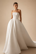 Vintage Sleeveless A-Line Wedding Dress 2027 Elegant Strapless Customized Bride Gown Princess BECHOYER T208 Vestido De Noiva