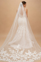 Applique Tulle 3 Meters Long Cathedral Wedding Veils Lace Edge Bridal Veil Veu de Noiva Longo Wedding Accessories