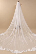 Elegant white Ivory cathedral wedding veil wave shaped lace Bridal veil 3m 4m 5m with Comb  Wedding Accessories Customiz veil