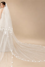 2T Wedding Veil 3D Flowers Long Bridal Veils Pearls Bride Veil Customized