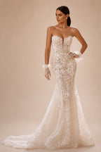 Sleeveless Mermaid Wedding Dress 2026 Sweetheart Lace Backless Bride Gown Princess BECHOYER RY147 Customized Vestido De Noiva