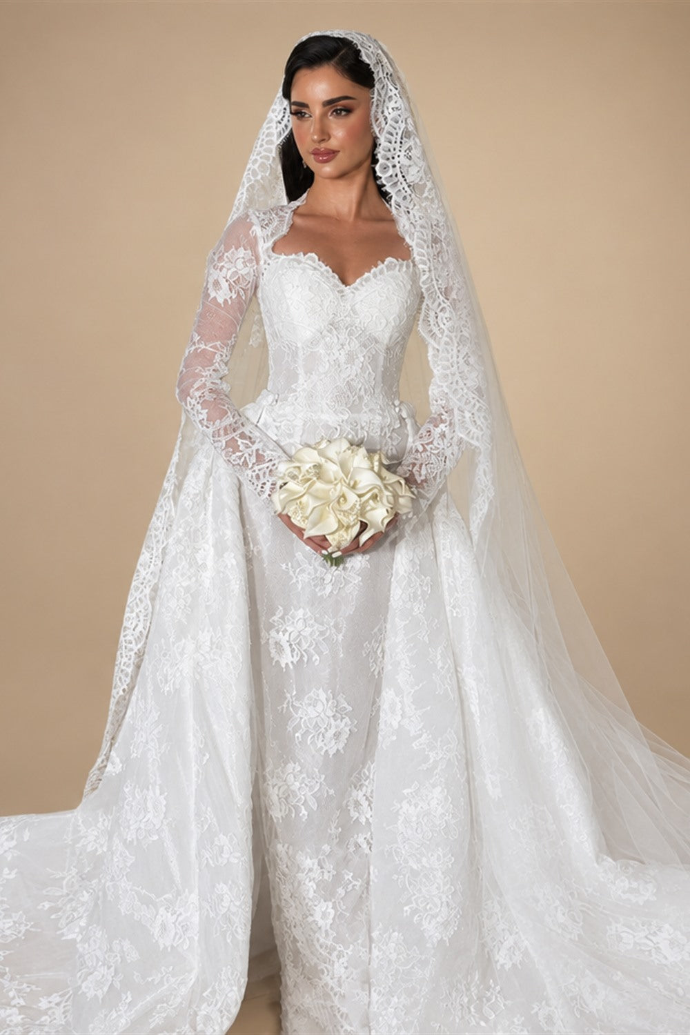 Luxury Lace Sweetheart Long Sleeve Wedding Dress ZP183