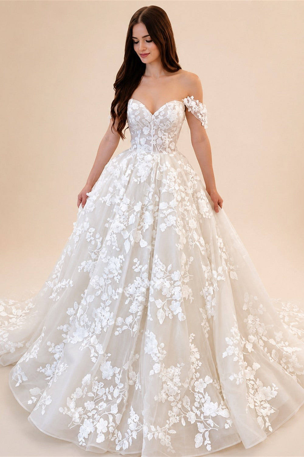 Customized Exquisite Ball Gown Wedding Dress 2025 Sweetheart Appliques Off The Shoulder Backless For Brides Vestido De Novia