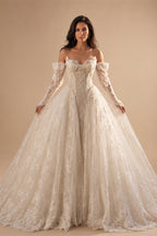 Off White Luxury Ball Gown Wedding Dress Beaded With Veil ZP035