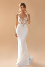 LORIE Sexy Mermaid Wedding Dresses 2020 Spaghetti Straps Appliques Lace Beach Bride Dress Backless Boho Wedding Gown
