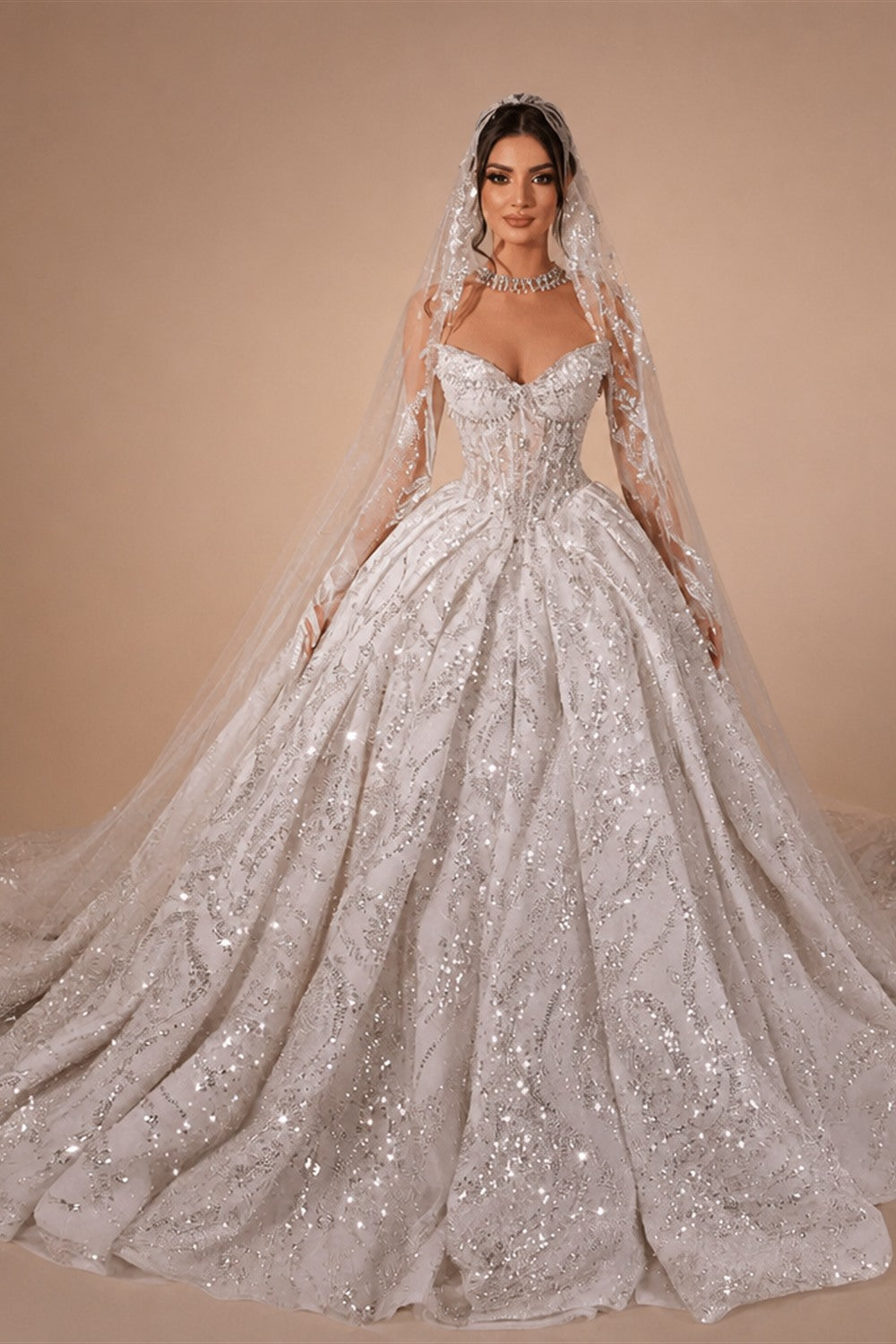Aedmgh Ball Gown Luxury Wedding Dresses Strapless Vestido De Novia Lace Beaded Sequined Royal Princess Custom Made Bridal Gowns