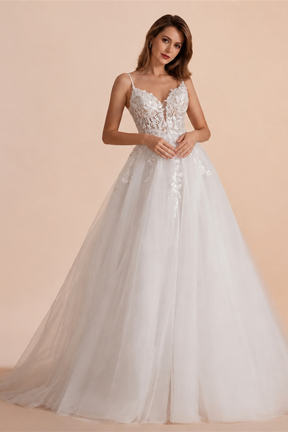 BEPEITHY Customized Boho Ivory A Line Lace Wedding Dresses For Bride Women 2023 Floor Length Sexy Garden White Bridal Gown New