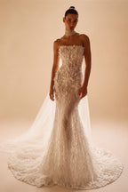 Charming 3D Flower Mermaid Wedding Dress Luxury Sequined Beads Bridal Gown 2026 Customized Strapless Backless Dresses For Bride