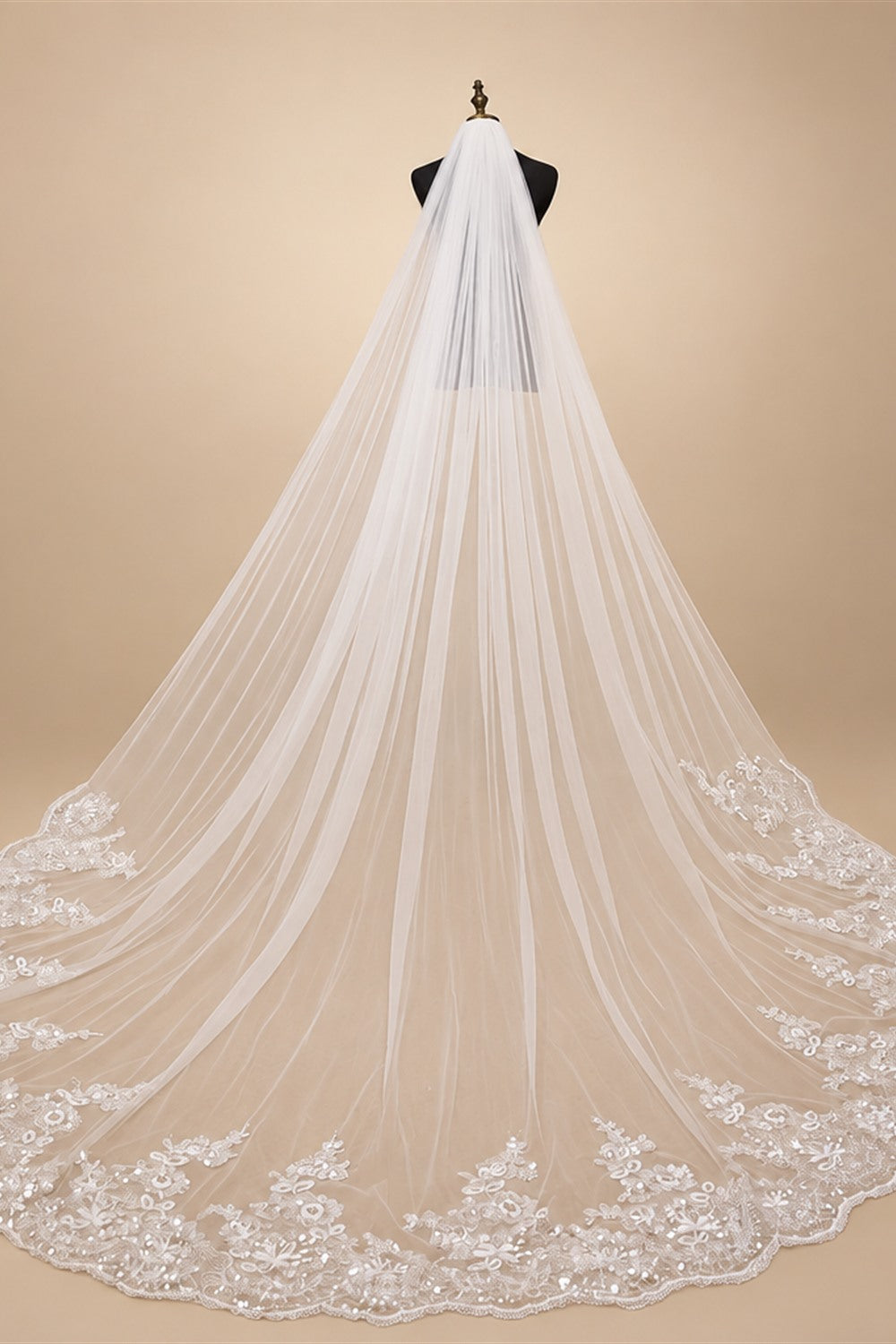 Wholesale white Ivory 3*3 Meter Cathedral wedding veils Lace Appliques Bridal veil