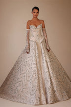 Luxury Off Shoulder Beaded Ball Gown Wedding Dress ZP181