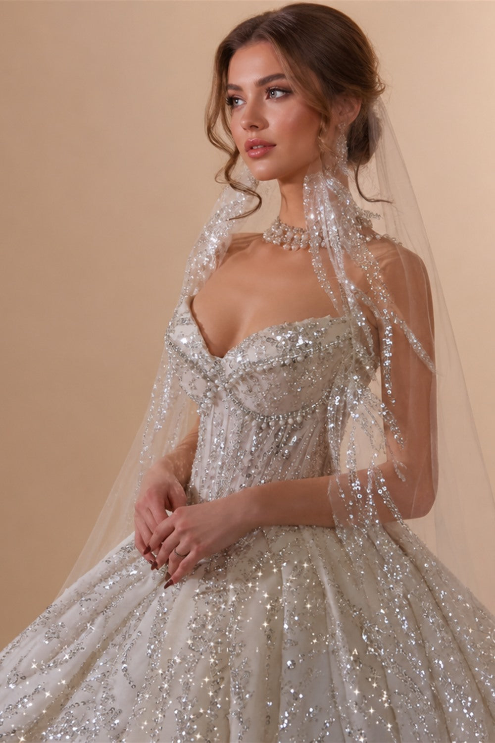 Aedmgh Ball Gown Luxury Wedding Dresses Strapless Vestido De Novia Lace Beaded Sequined Royal Princess Custom Made Bridal Gowns