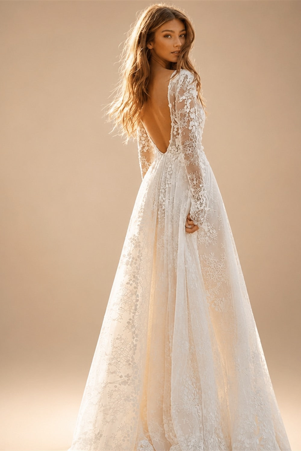 Sexy Deep V Neck Elegant 2027 Wedding Dresses Boho Backless 3D Flora Lace Appliques Beach Bridal Gown Custom Vestido De Novia