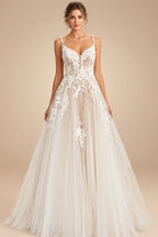 Spaghetti Straps Lace Wedding Dress Open Back Civil Bridal Bohemian Wedding Gowns Vestidos de Nova