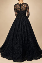 Black Luxury Gothic Wedding Dress Heavy Beaded Lace Ball Gown  ZP197