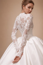 Mocaca Customized Elegant Wedding Dress High-neck Ball Gown Princess Bride Gown Luxury A-line Long Bridal Vestidos De Novia