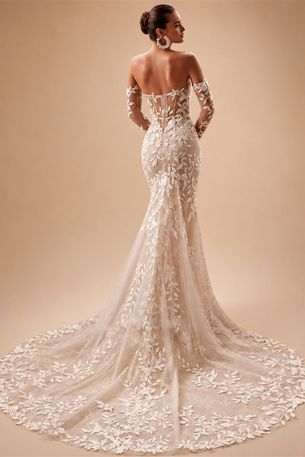 RODDRSYA Mermaid Long Sleeves Wedding Dresses Elegant Boho Off Shoulder Lace Applique Bridal Dress Customized Vestidos De Novia