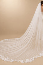 Elegant white Ivory cathedral wedding veil wave shaped lace Bridal veil 3m 4m 5m with Comb  Wedding Accessories Customiz veil