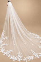 One Layer Cathedral Wedding Veil 3m/4m/5m White Lace Edge Bridal Veil with Comb Ivory Appliqued Real Photo 3m 4m 5m