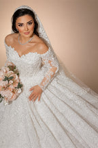 Customized Off Shoulder Sweetheart Wedding Dress Organza With Embroidery Bead Princess Ballgown Bride Dress Vestido de novia