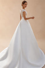 Roycebridal Ballgown Wedding Dress V-Neck Lace Cap Sleeve 2026 novias vestidos Illusion Bridal Gowns Chapel Train Customized