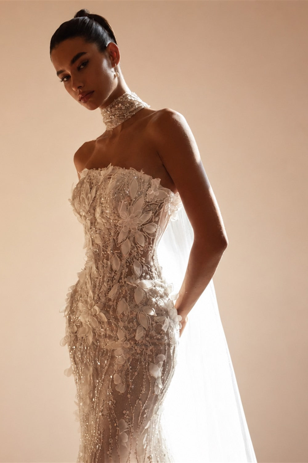 Charming 3D Flower Mermaid Wedding Dress Luxury Sequined Beads Bridal Gown 2026 Customized Strapless Backless Dresses For Bride