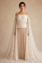 Strapless Corset Wedding Dresses with High-Low Lace Train ZP025