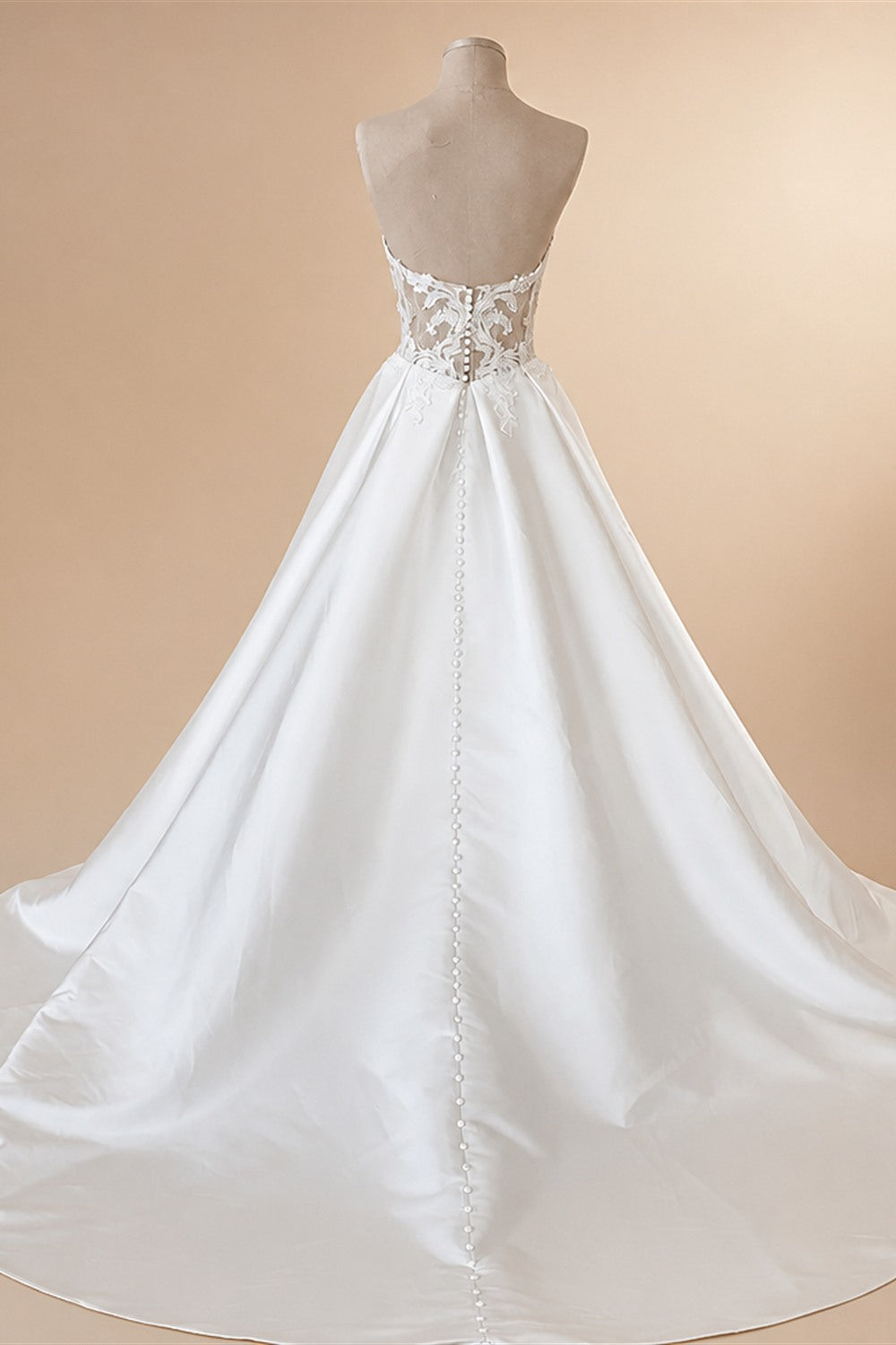 Simple White Satin A Line Wedding Dress Sleeveless Sweetheart Gown