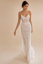 LORIE Lace Mermaid Wedding Dress 2019 Vestidos de novia Spaghetti Straps Lace Sexy Bridal Gown Elegant Backless Wedding Gowns