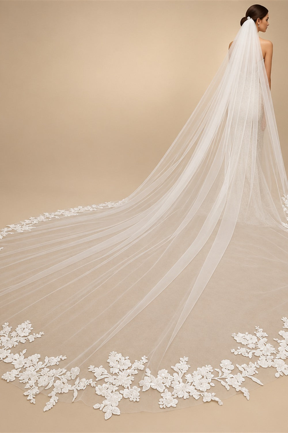 Customized Long Lace Wedding Veil 3 Meters Long White Ivory Cathedral Bridal Veil with Comb Wedding Accessories Bride Headpieces