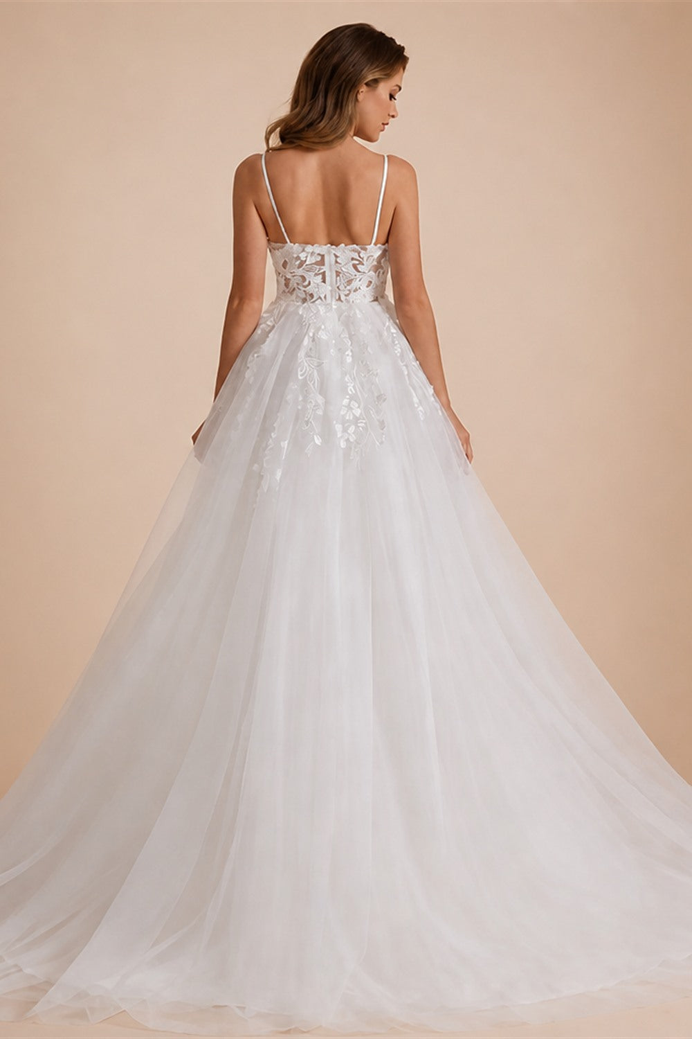 BEPEITHY Customized Boho Ivory A Line Lace Wedding Dresses For Bride Women 2023 Floor Length Sexy Garden White Bridal Gown New