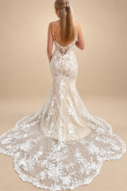 Spaghetti Straps Mermaid Wedding Dresses Champagne Bride Dress