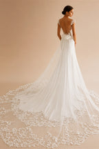 RoyceBridal Cap Sleeve Lace Mermaid Wedding Dress Low Back 3D Floral Appliques Bridal GownVestido De Novia Boda Customized
