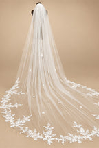 3m Cathedral Wedding Bridal Veil Soft Lace Ivory White Veil with Comb Veu Velo Noiva Wedding Accessories 3m 4m 5m Customizable V