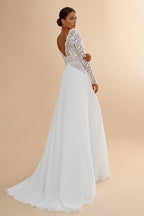 New Bride Dresses Customized Sexy ong Sleeves Bohemian Lace Bridal Gowns Backless Summer Chiffon Mariage Boho Wedding Dress