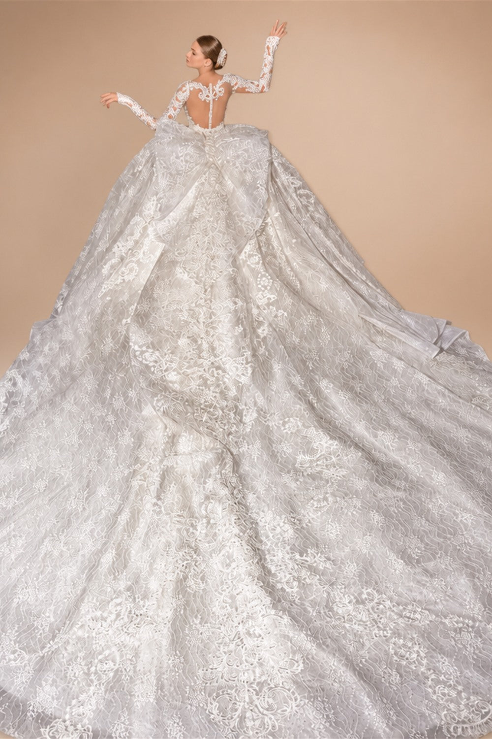 LelaAcra Long Sleeve Ball Gown Wedding Dress 2026 Appliques Sweetheart Backless Princess Bride JK60 customized Vestido de Noiva