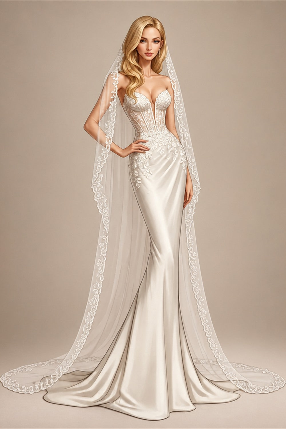 Deep V Cap Sleeve A Line Tulle Wedding Dress Floral Lace Appliques Front Slit Corset Lace Up Back Boho Bridal Gown Customized