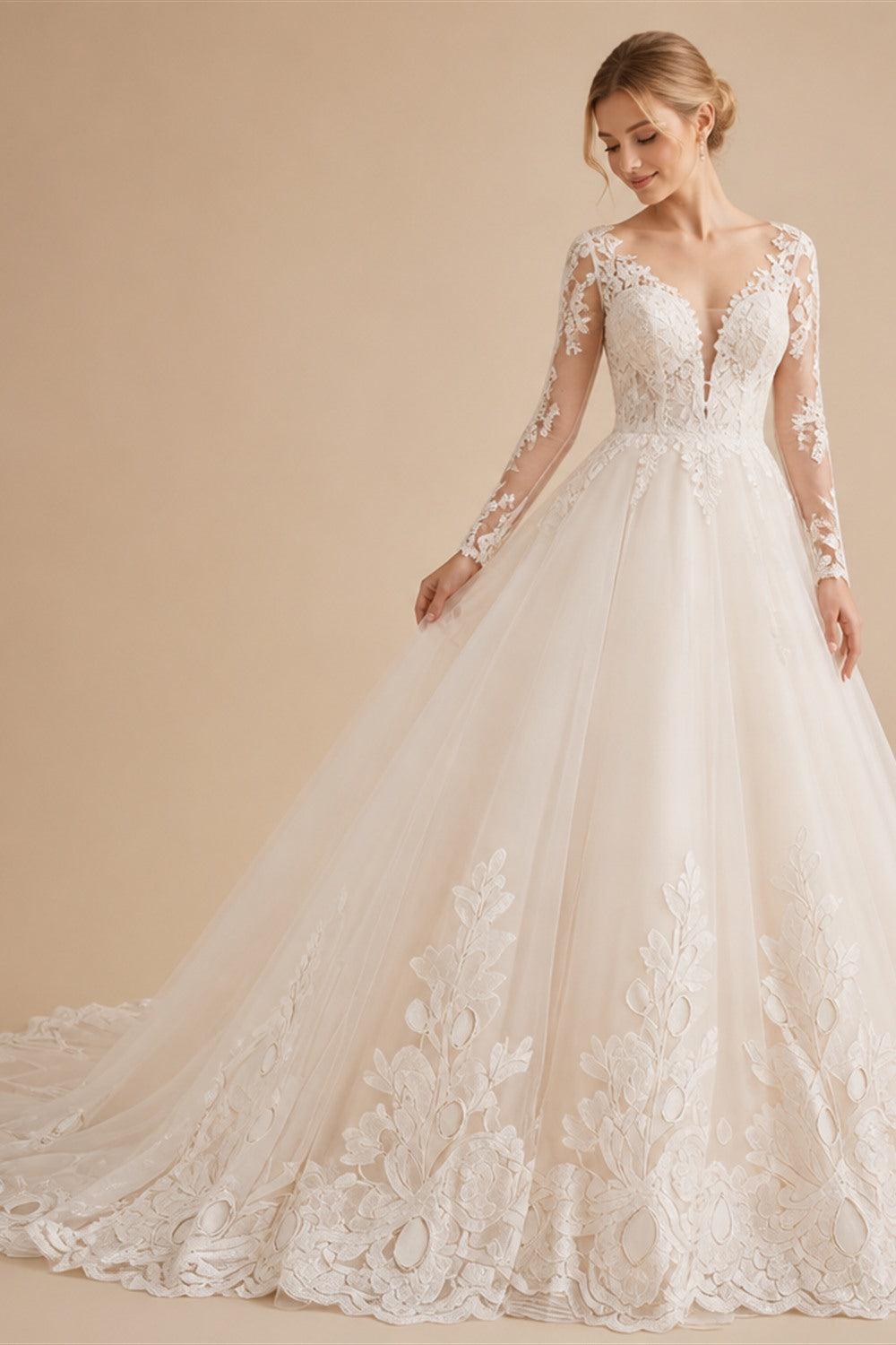 Deep V Lace Strap Boho Wedding Dress Floral Applique Bridal Gowns Glitter Tulle A Line Chapel Train Wedding Gowns Customized