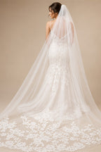 Applique Tulle 3 Meters Long Cathedral Wedding Veils Lace Edge Bridal Veil Veu de Noiva Longo Wedding Accessories